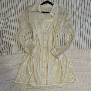 12th Tribe long sleeve sheer sequin dress